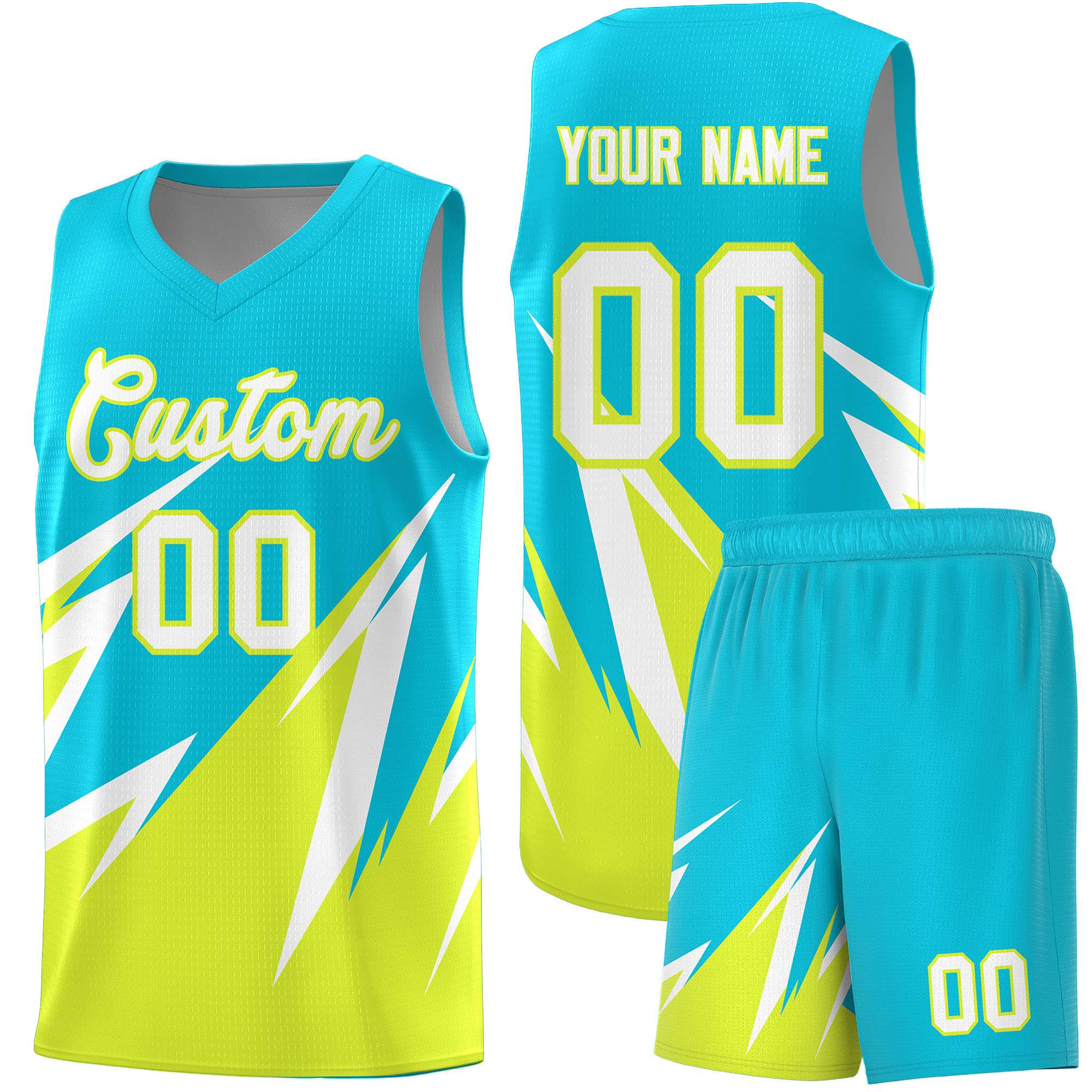 Custom Sky Blue Abstract Mountain Pattern Sports Uniform Basketball Jersey