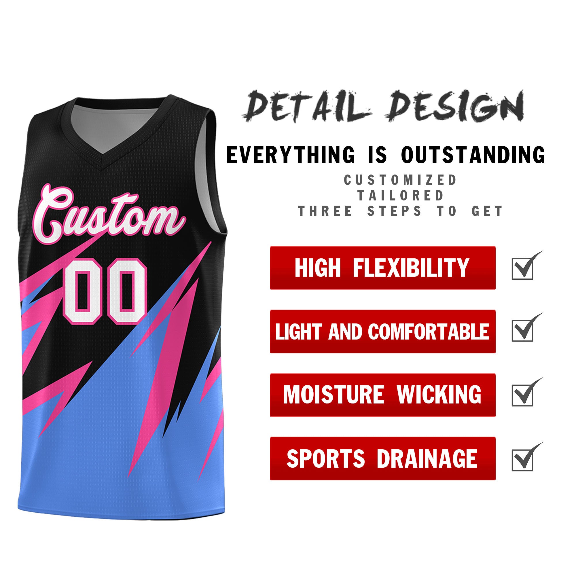 Custom Black Abstract Mountain Pattern Sports Uniform Basketball Jersey