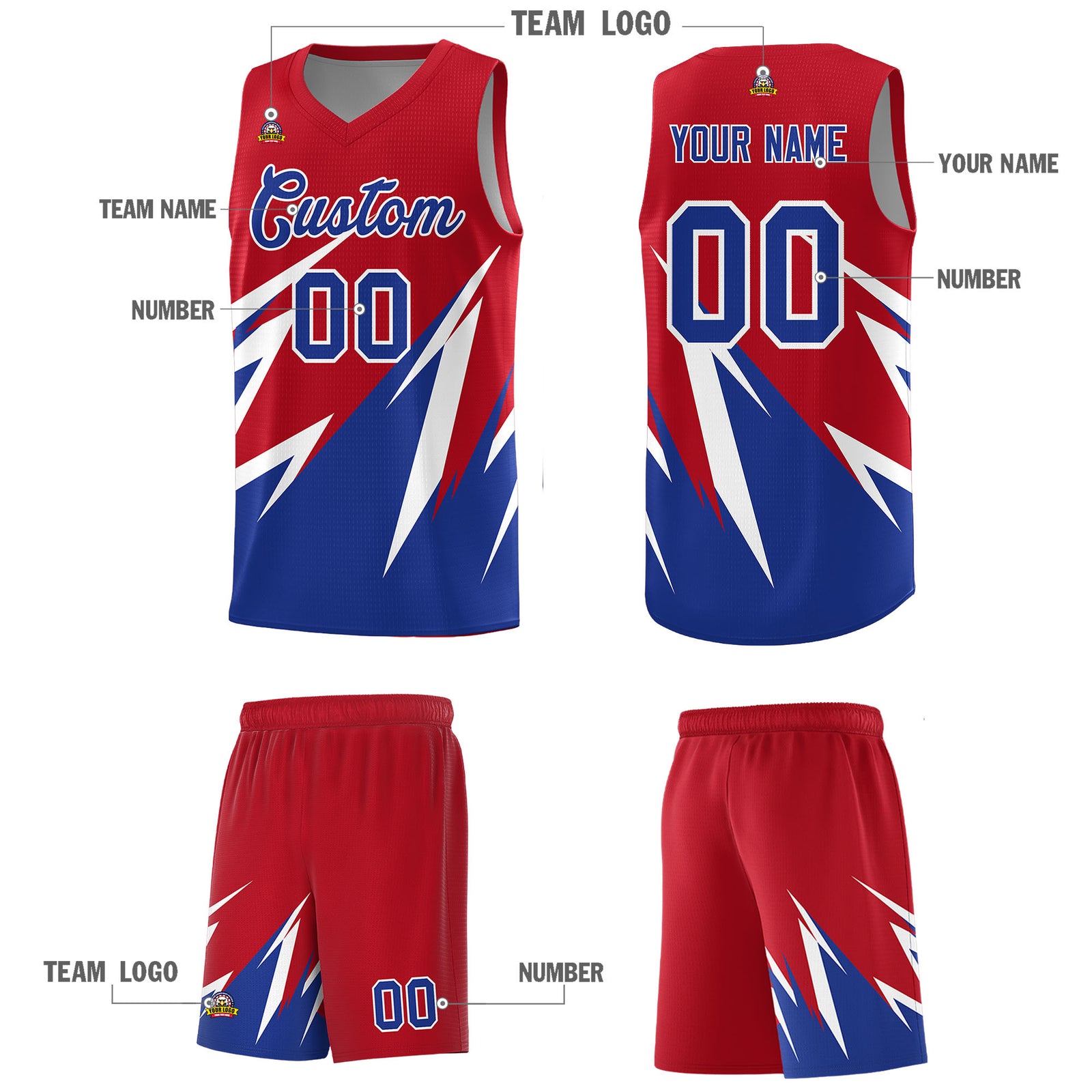 Custom Red Abstract Mountain Pattern Sports Uniform Basketball Jersey