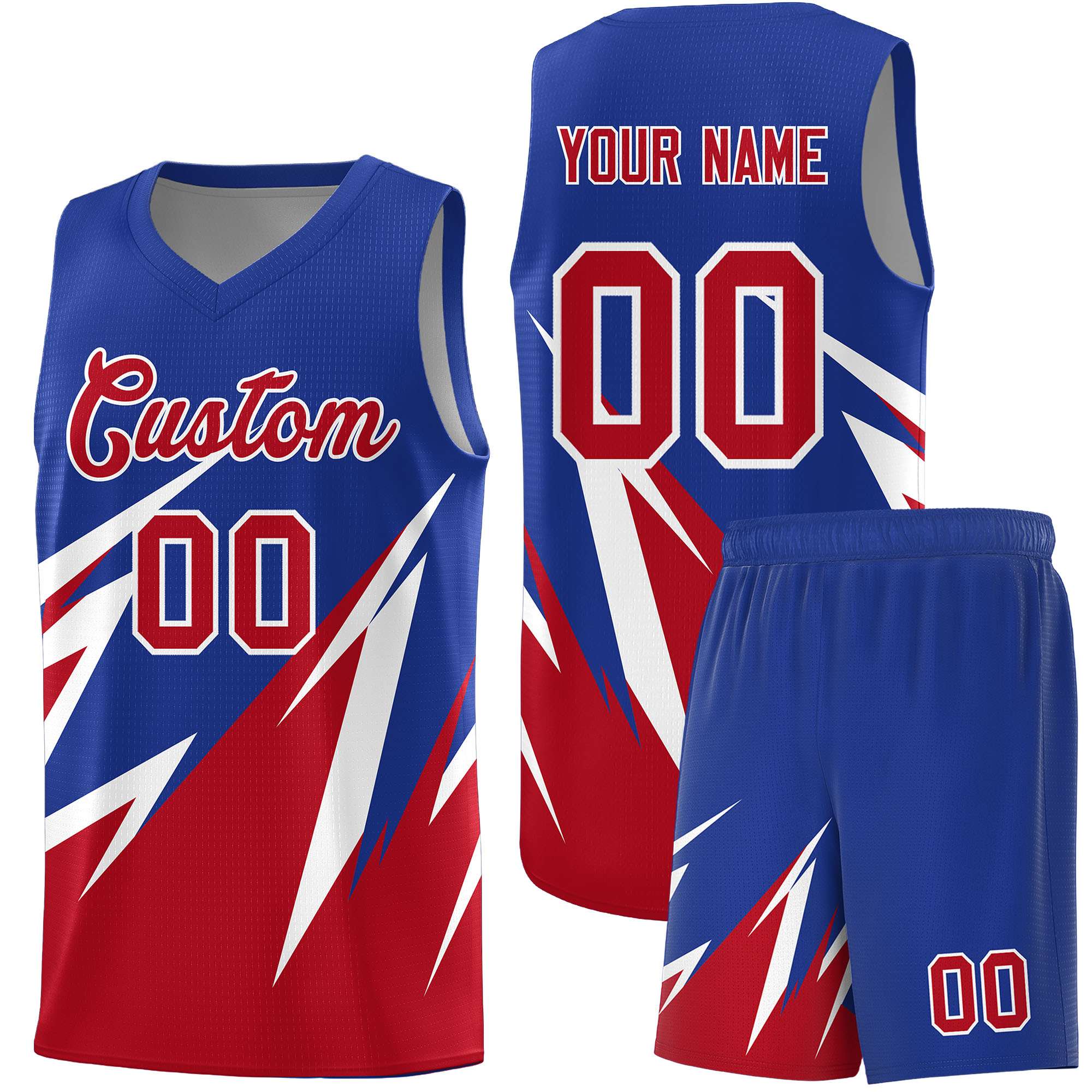 Custom Royal Abstract Mountain Pattern Sports Uniform Basketball Jersey
