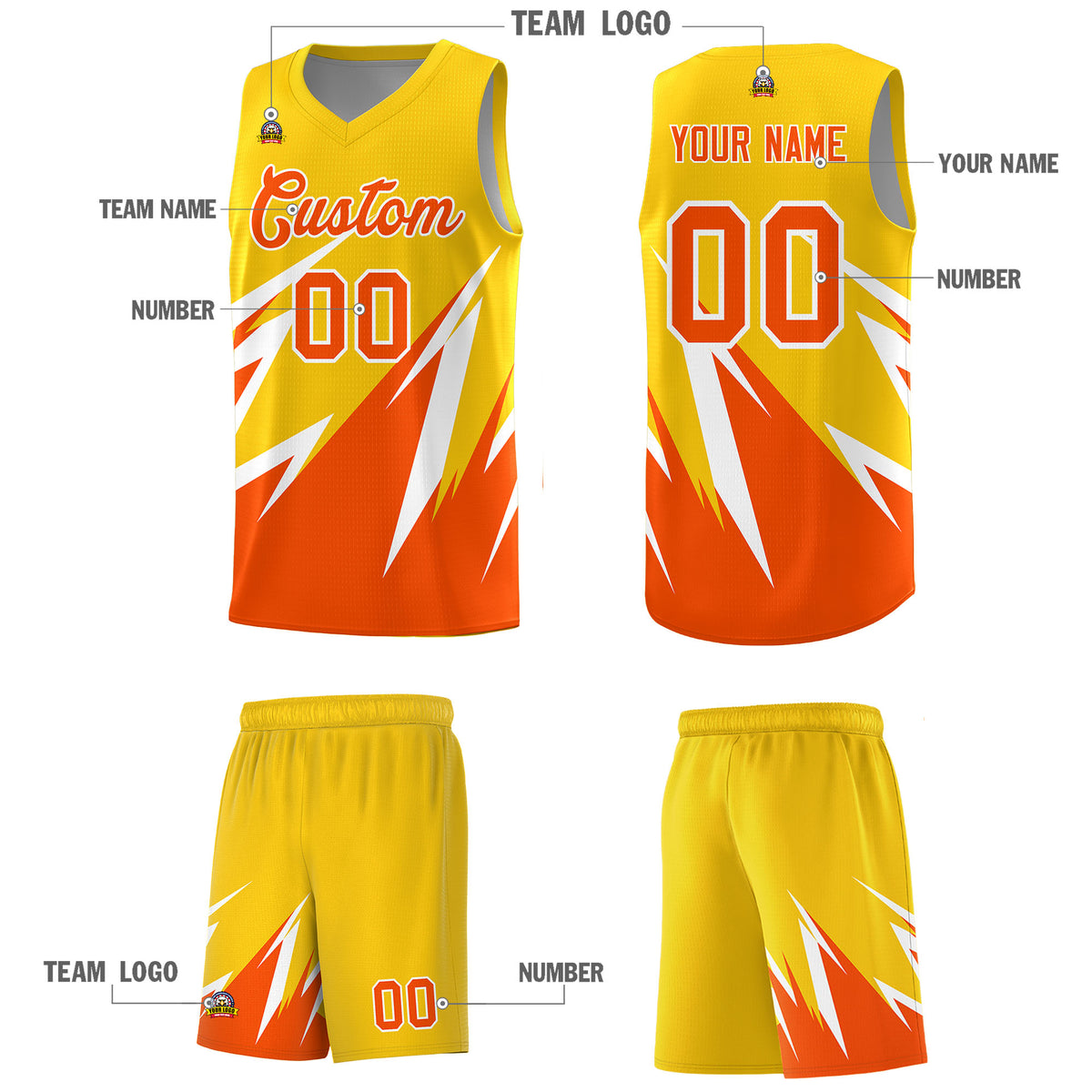 Custom Gold Abstract Mountain Pattern Sports Uniform Basketball Jersey