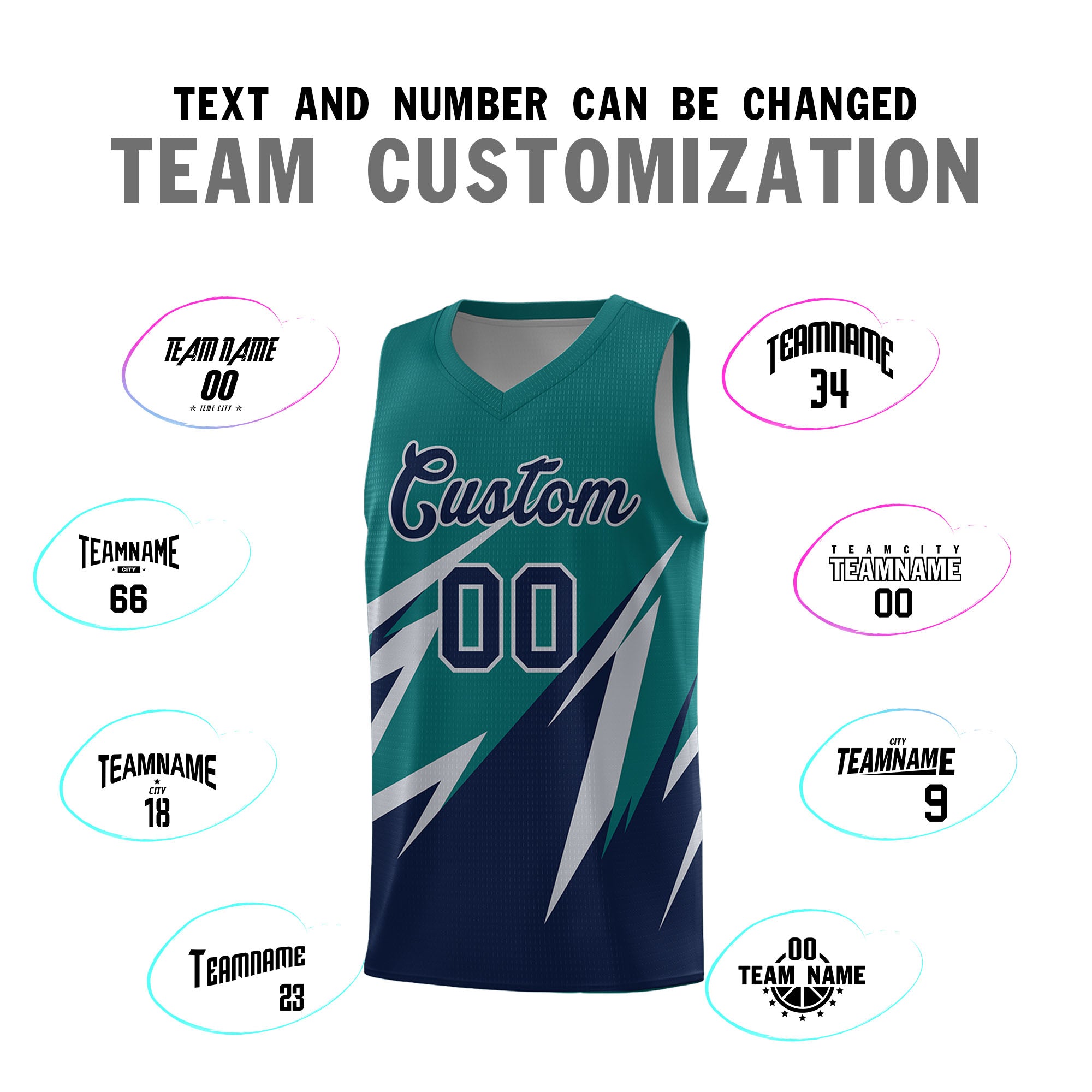 Custom Teal Abstract Mountain Pattern Sports Uniform Basketball Jersey