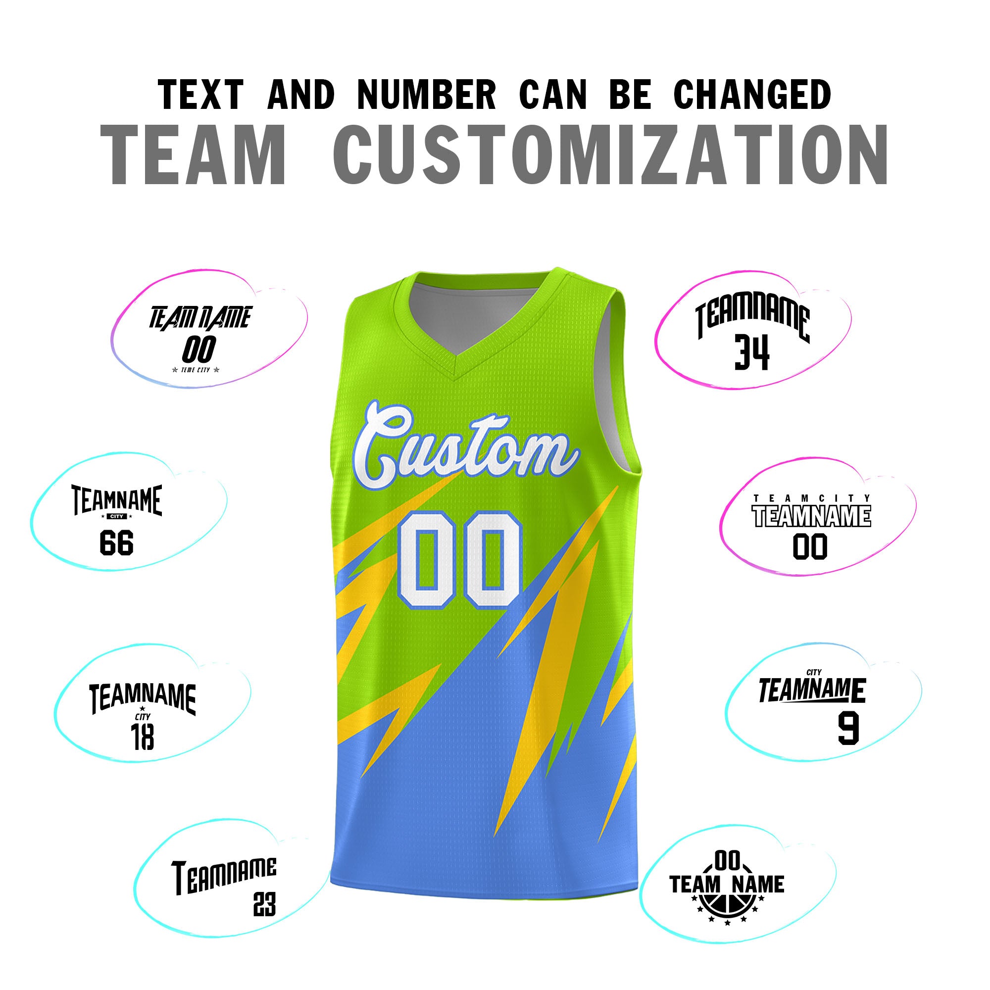Custom Neon Green Abstract Mountain Pattern Sports Uniform Basketball Jersey