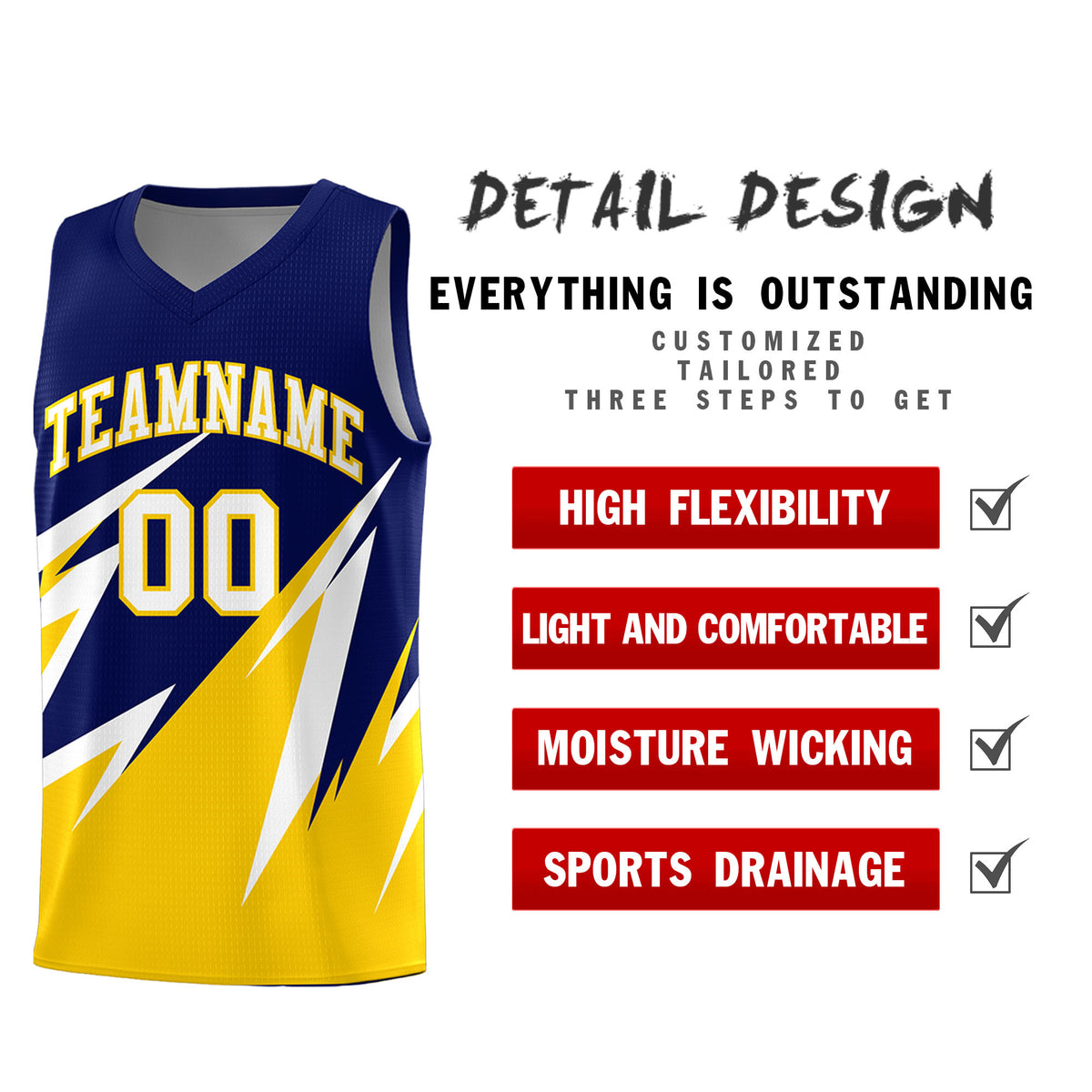 Custom Navy Abstract Mountain Pattern Sports Uniform Basketball Jersey