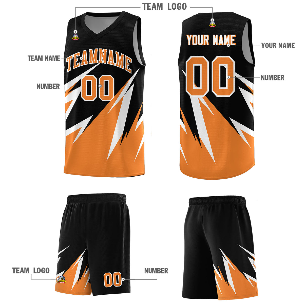 Custom Black Abstract Mountain Pattern Sports Uniform Basketball Jersey