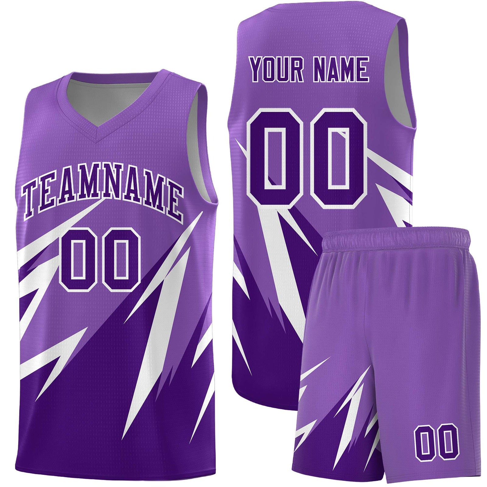 Custom Light Purple Abstract Mountain Pattern Sports Uniform Basketball Jersey