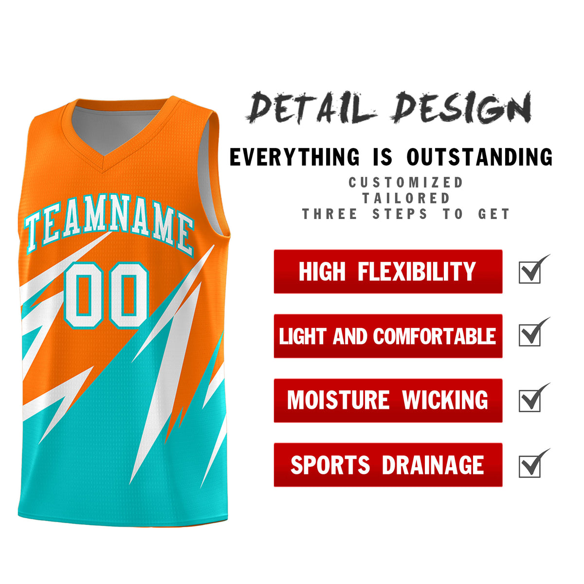 Custom Orange Abstract Mountain Pattern Sports Uniform Basketball Jersey