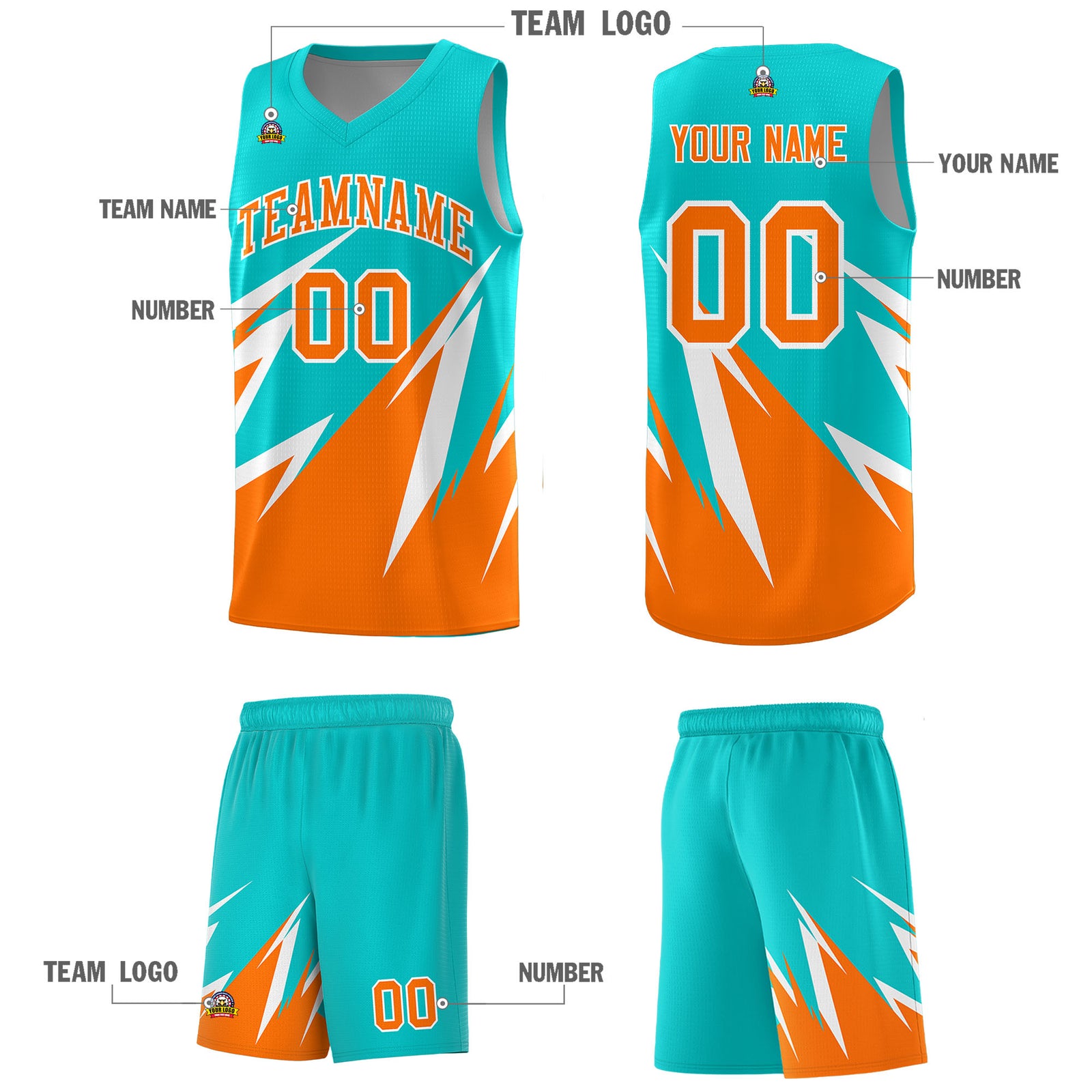 Custom Aqua Abstract Mountain Pattern Sports Uniform Basketball Jersey
