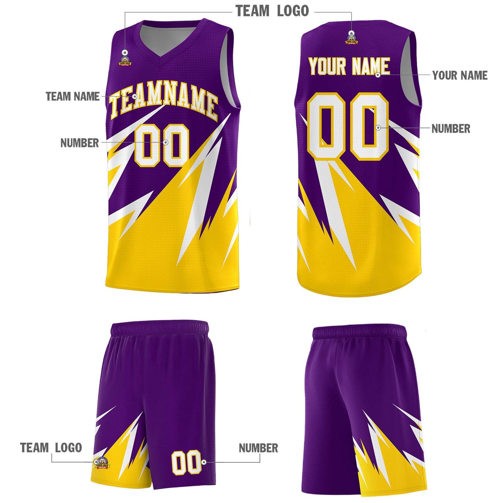 Custom Purple Abstract Mountain Pattern Sports Uniform Basketball Jersey