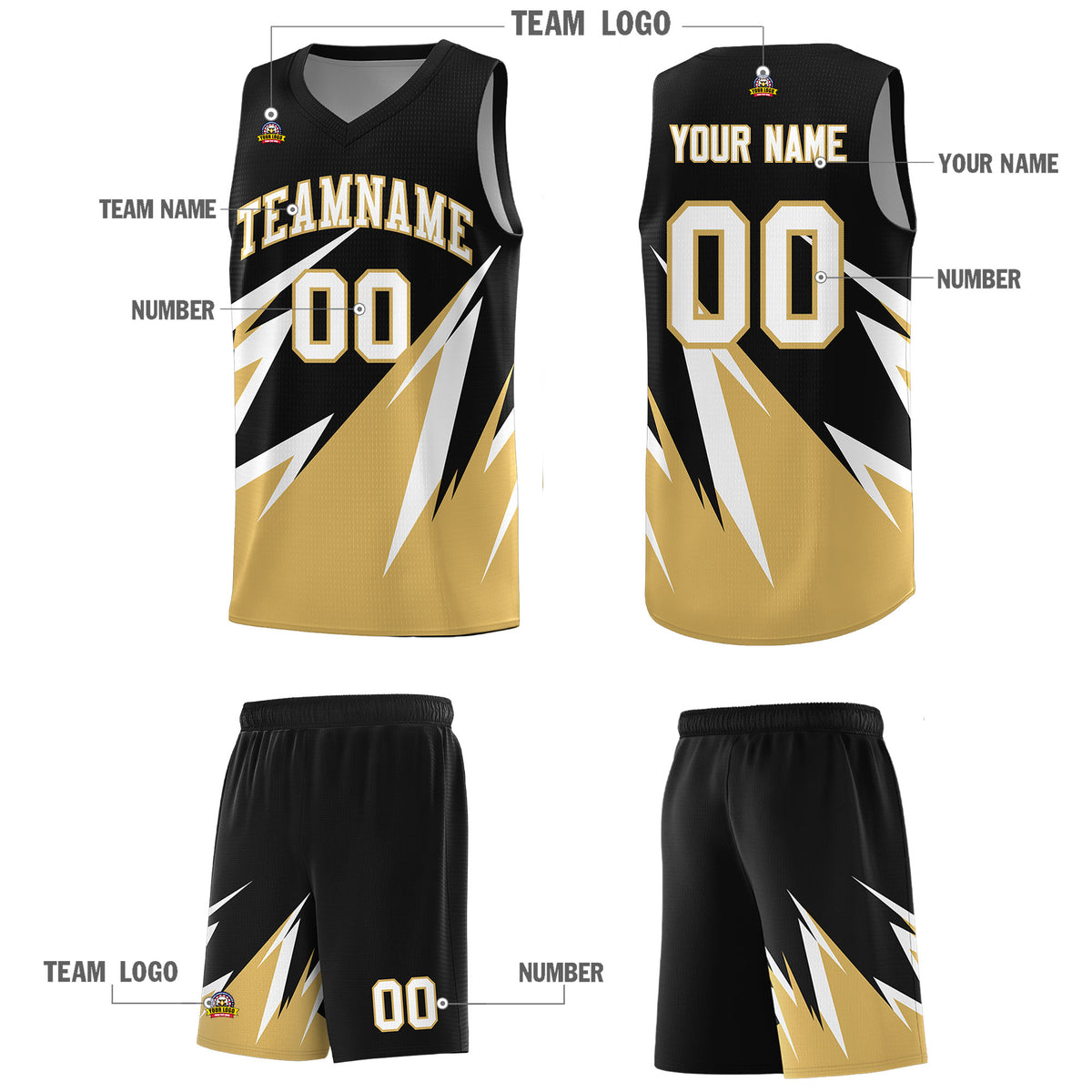 Custom Black Abstract Mountain Pattern Sports Uniform Basketball Jersey