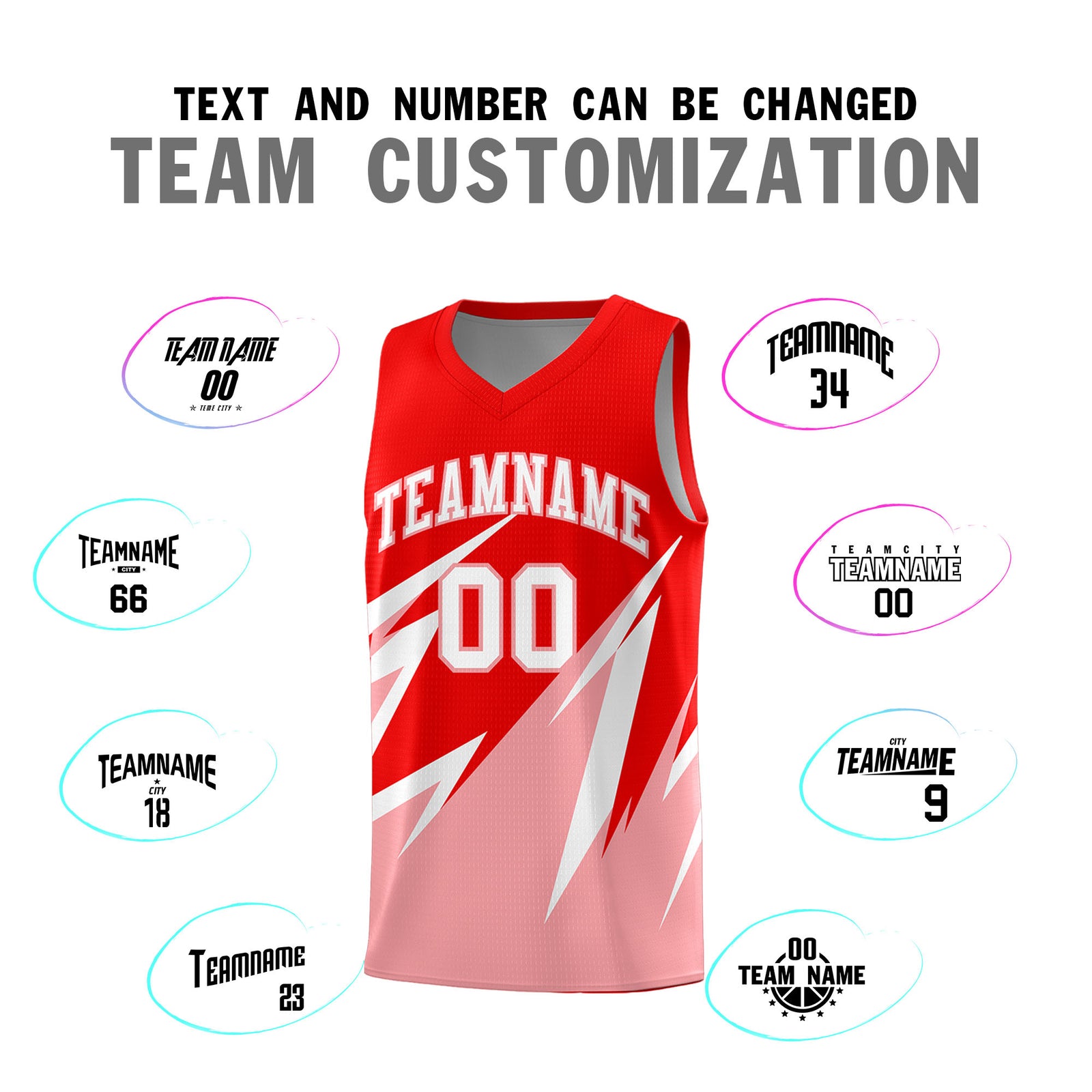 Custom Light Red Abstract Mountain Pattern Sports Uniform Basketball Jersey