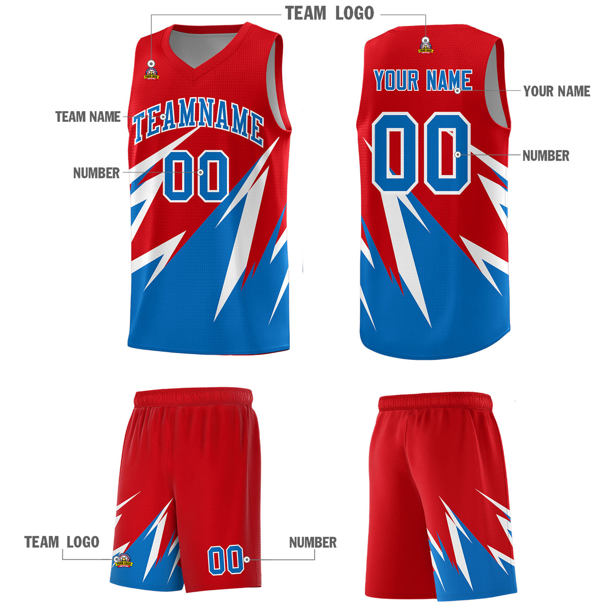 Custom Red Abstract Mountain Pattern Sports Uniform Basketball Jersey