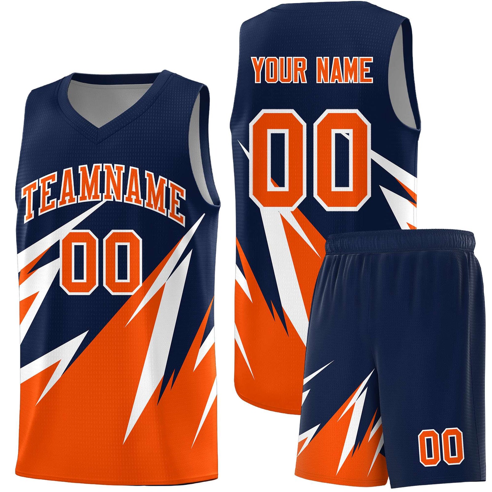 Custom Navy Abstract Mountain Pattern Sports Uniform Basketball Jersey