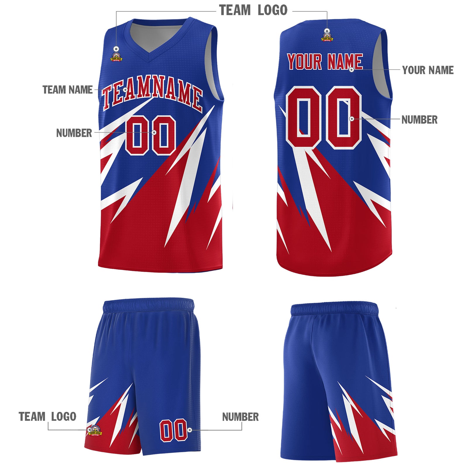 Custom Royal Abstract Mountain Pattern Sports Uniform Basketball Jersey