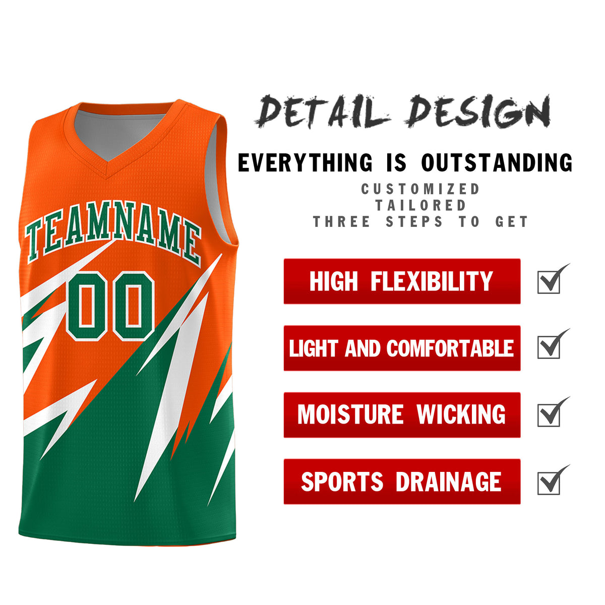 Custom Orange Abstract Mountain Pattern Sports Uniform Basketball Jersey