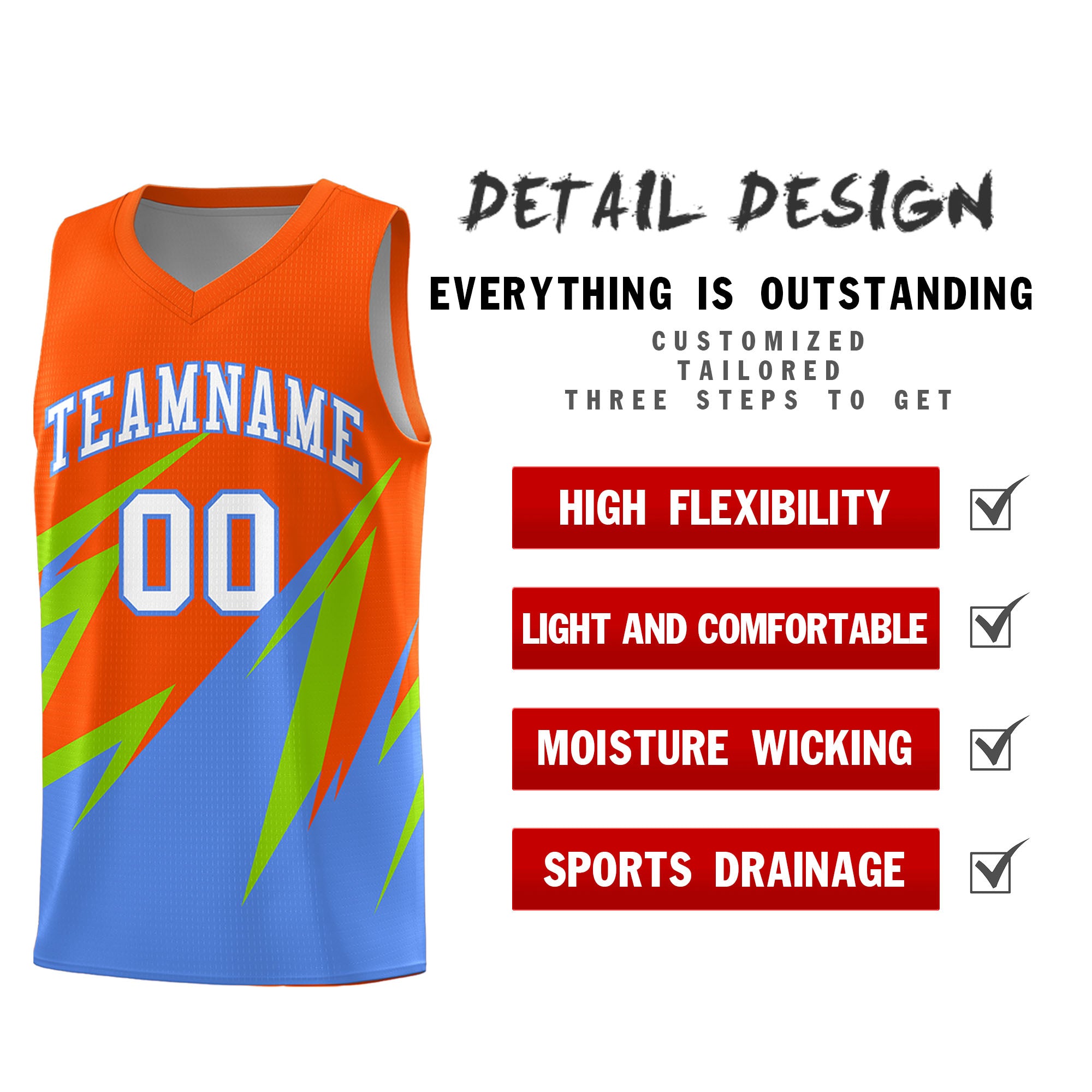 Custom Orange Abstract Mountain Pattern Sports Uniform Basketball Jersey