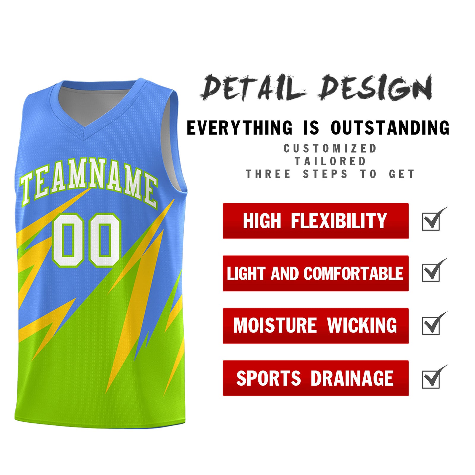 Custom Light Blue Abstract Mountain Pattern Sports Uniform Basketball Jersey