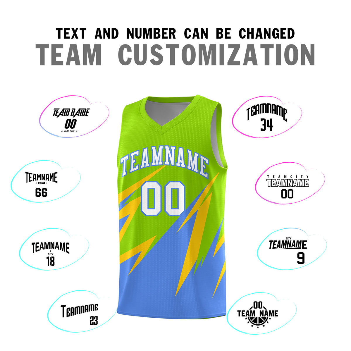 Custom Neon Green Abstract Mountain Pattern Sports Uniform Basketball Jersey