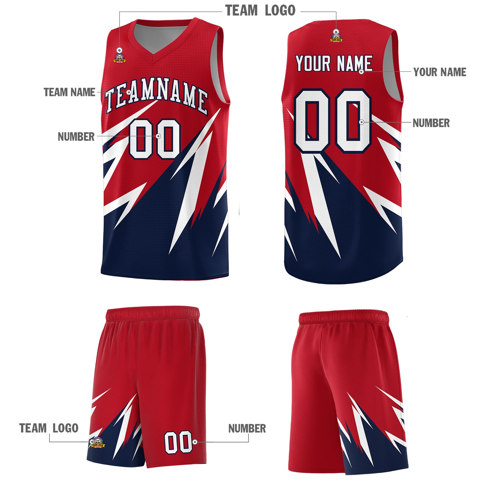 Custom Red Abstract Mountain Pattern Sports Uniform Basketball Jersey