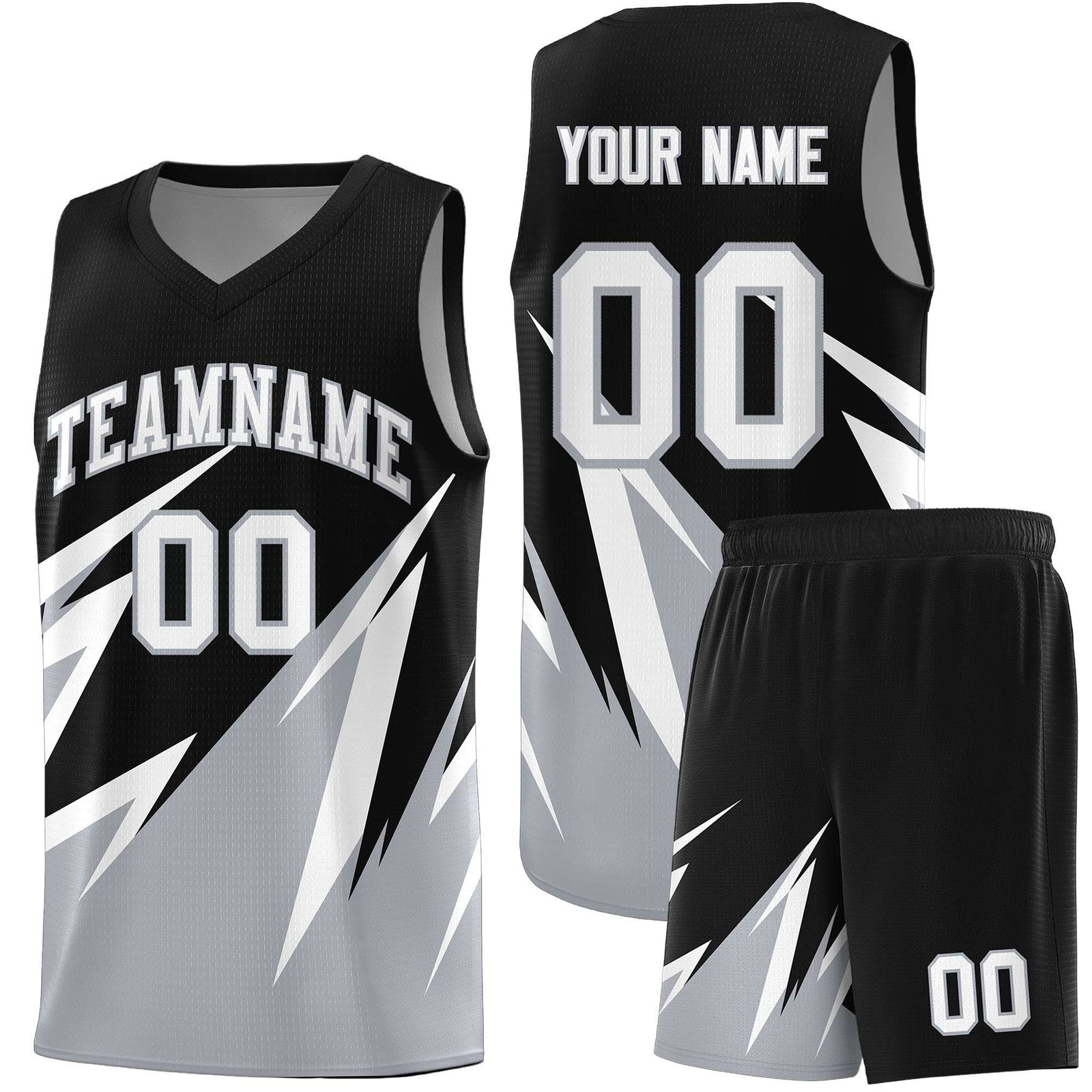 Custom Black Abstract Mountain Pattern Sports Uniform Basketball Jersey