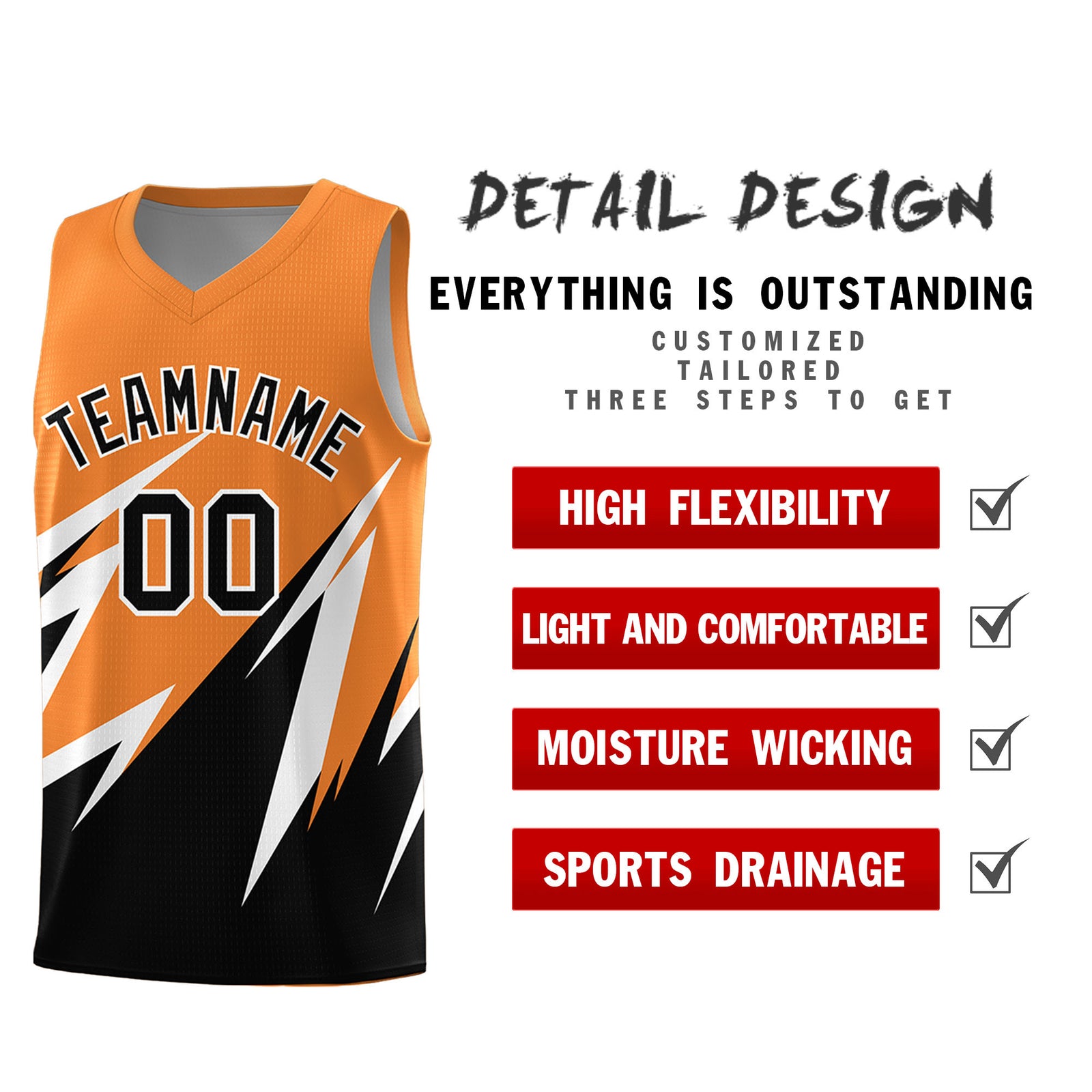 Custom Gold Orange Abstract Mountain Pattern Sports Uniform Basketball Jersey