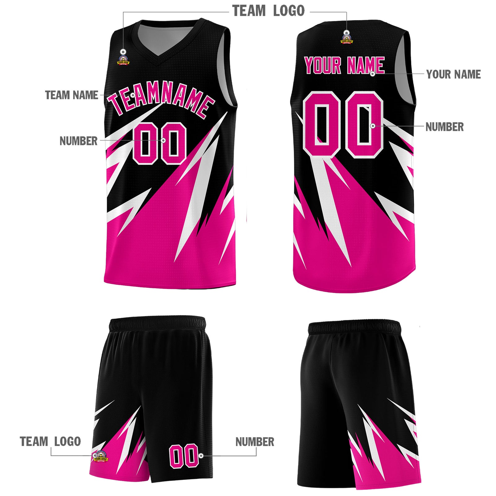 Custom Black Abstract Mountain Pattern Sports Uniform Basketball Jersey
