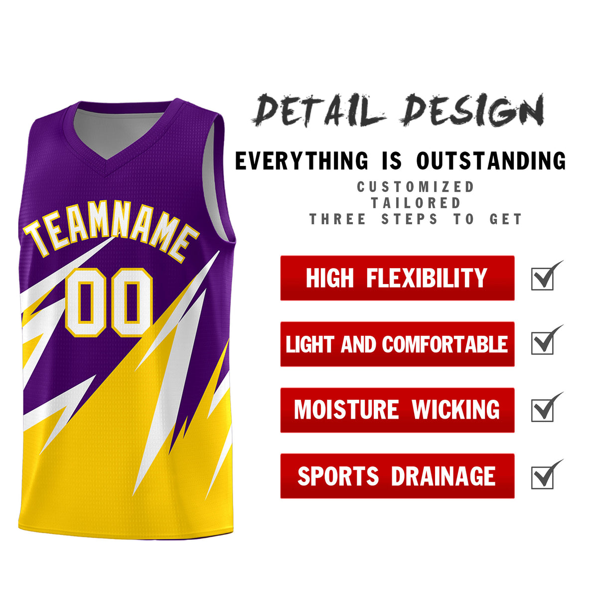 Custom Purple Abstract Mountain Pattern Sports Uniform Basketball Jersey