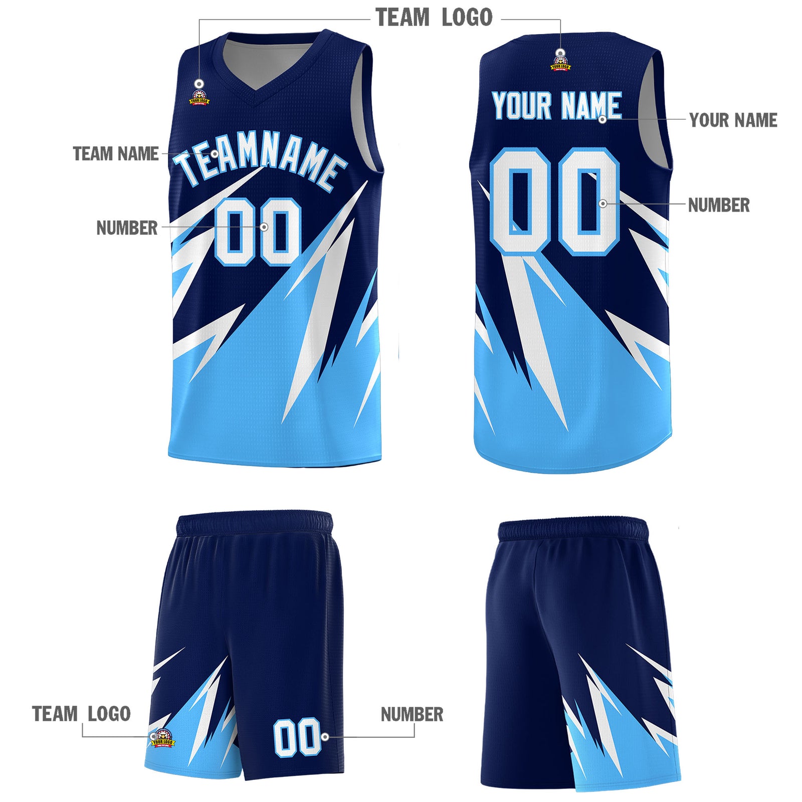 Custom Navy Abstract Mountain Pattern Sports Uniform Basketball Jersey