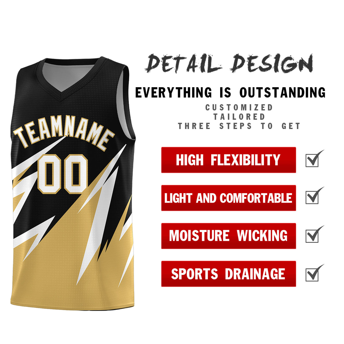 Custom Black Abstract Mountain Pattern Sports Uniform Basketball Jersey