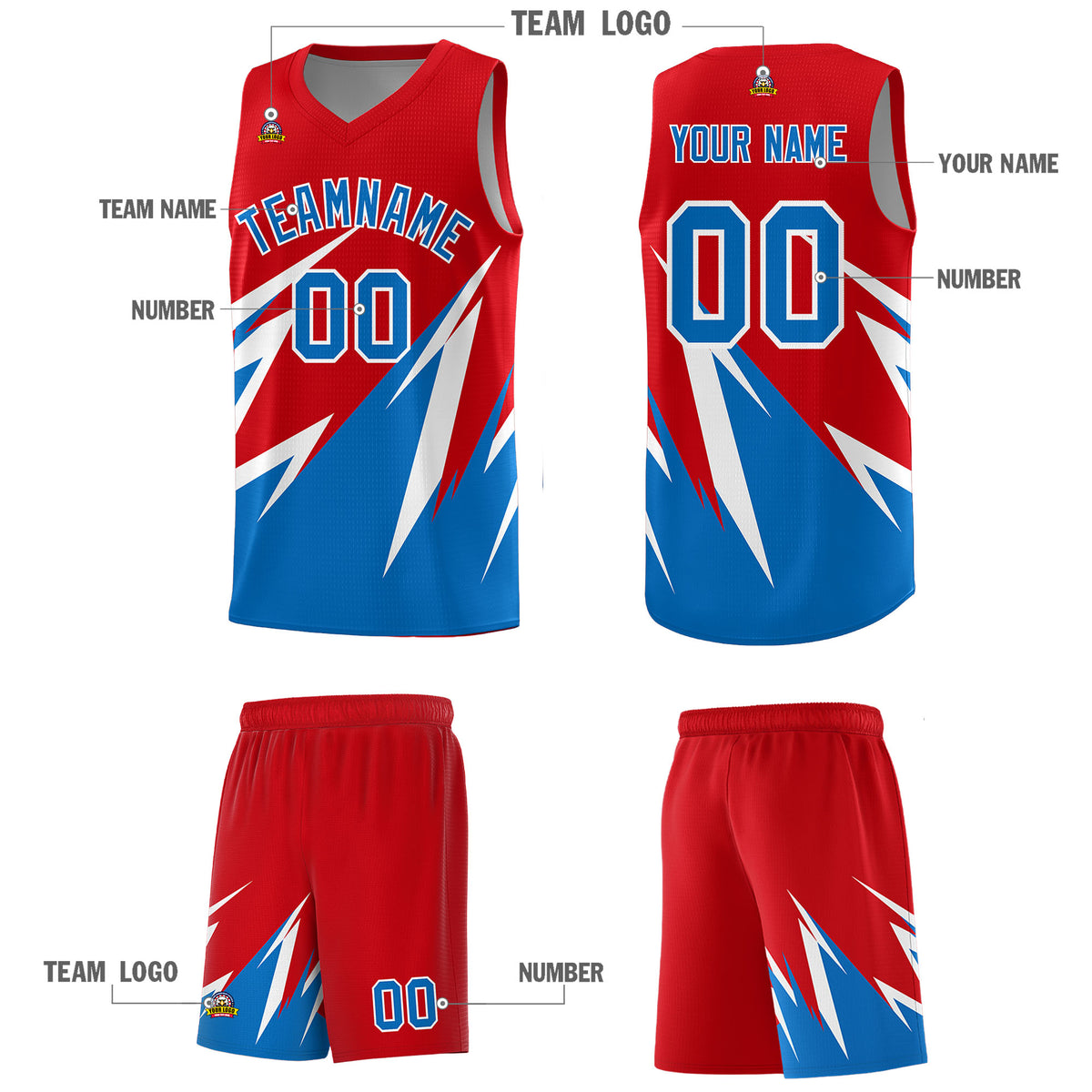 Custom Red Abstract Mountain Pattern Sports Uniform Basketball Jersey