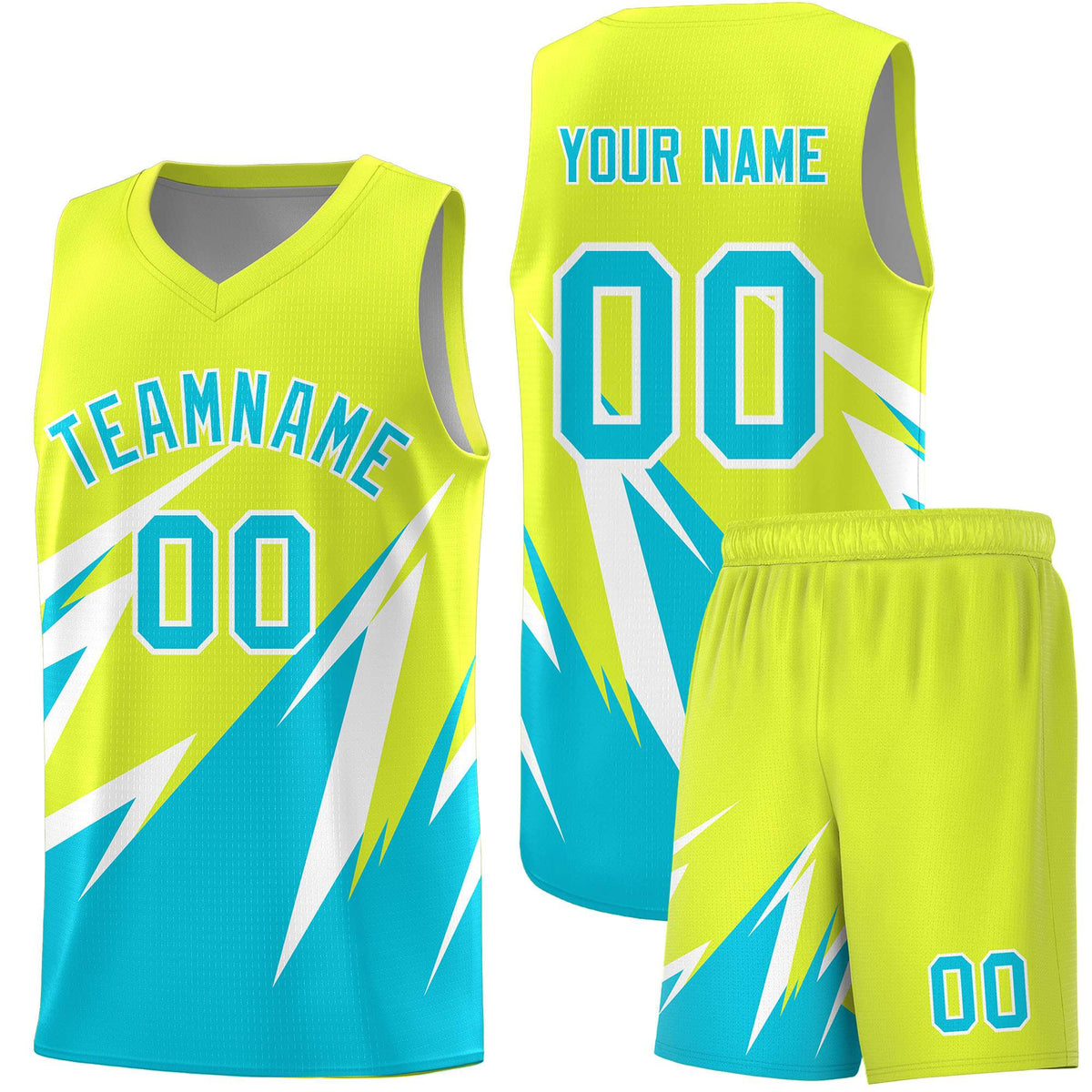 Custom Fluorescent Green Abstract Mountain Pattern Sports Uniform Basketball Jersey