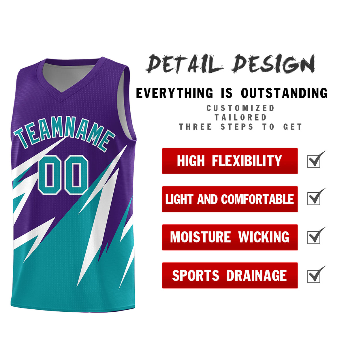 Custom Purple Abstract Mountain Pattern Sports Uniform Basketball Jersey