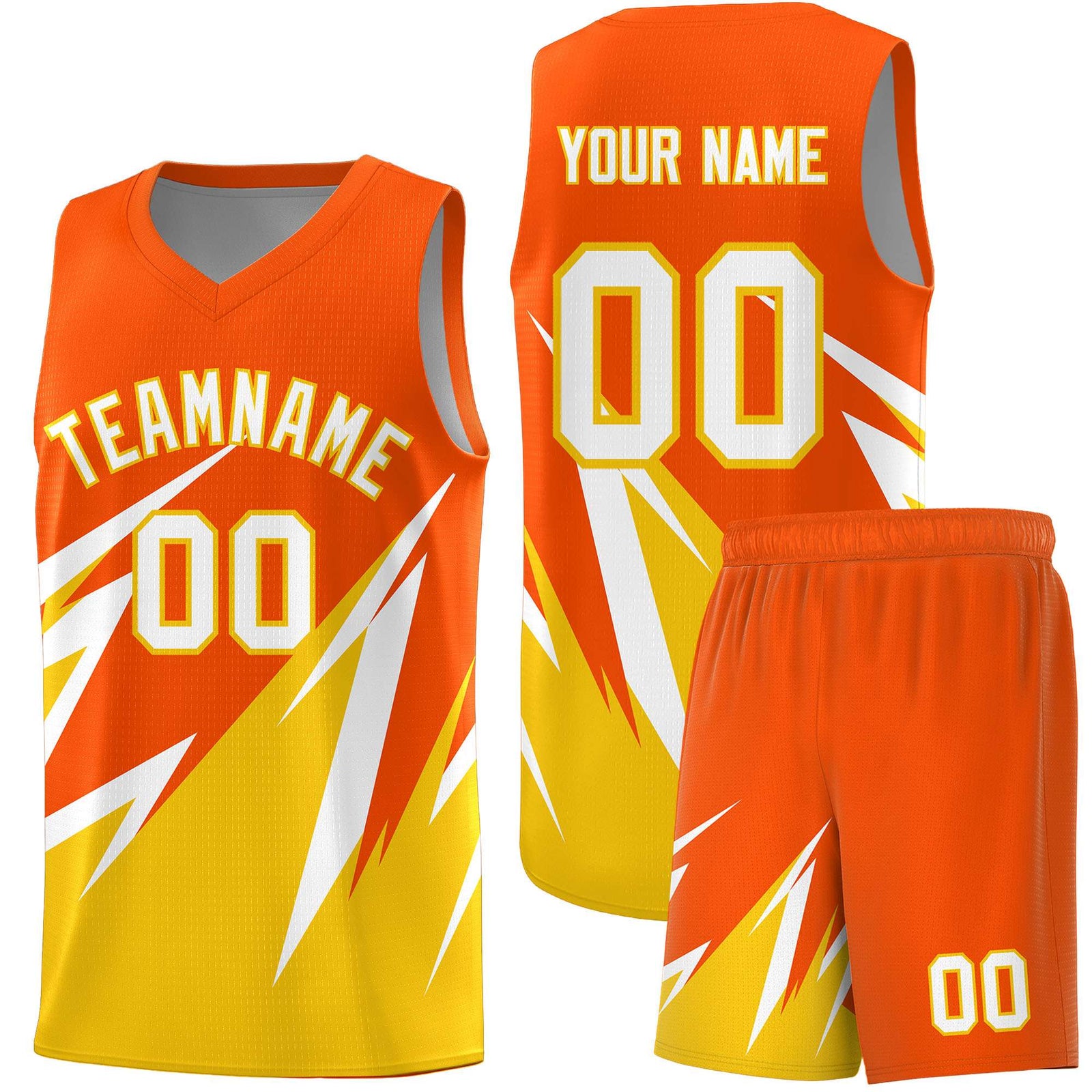 Custom Orange Abstract Mountain Pattern Sports Uniform Basketball Jersey
