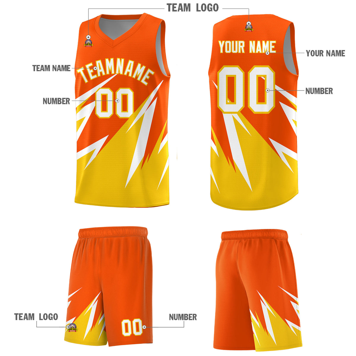 Custom Orange Abstract Mountain Pattern Sports Uniform Basketball Jersey