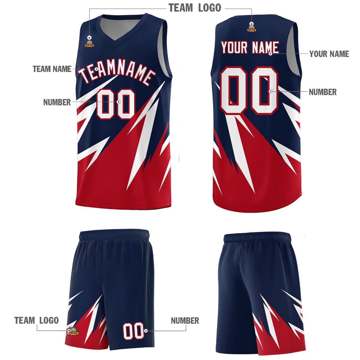 Custom Navy Abstract Mountain Pattern Sports Uniform Basketball Jersey