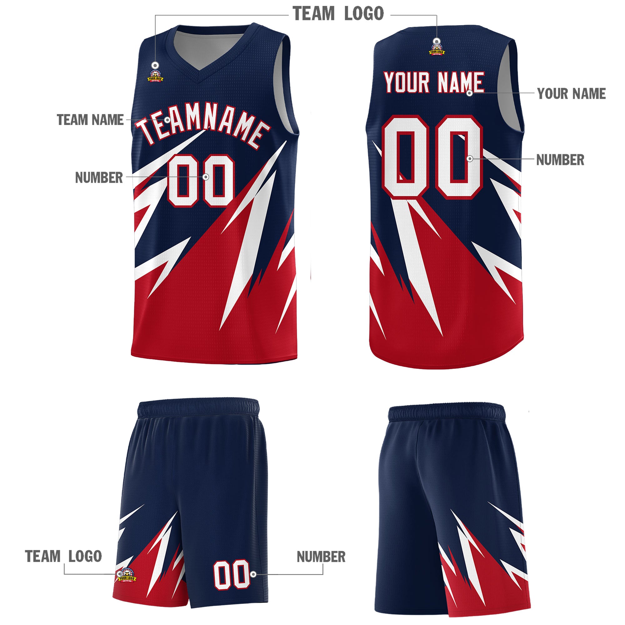 Custom Navy Abstract Mountain Pattern Sports Uniform Basketball Jersey