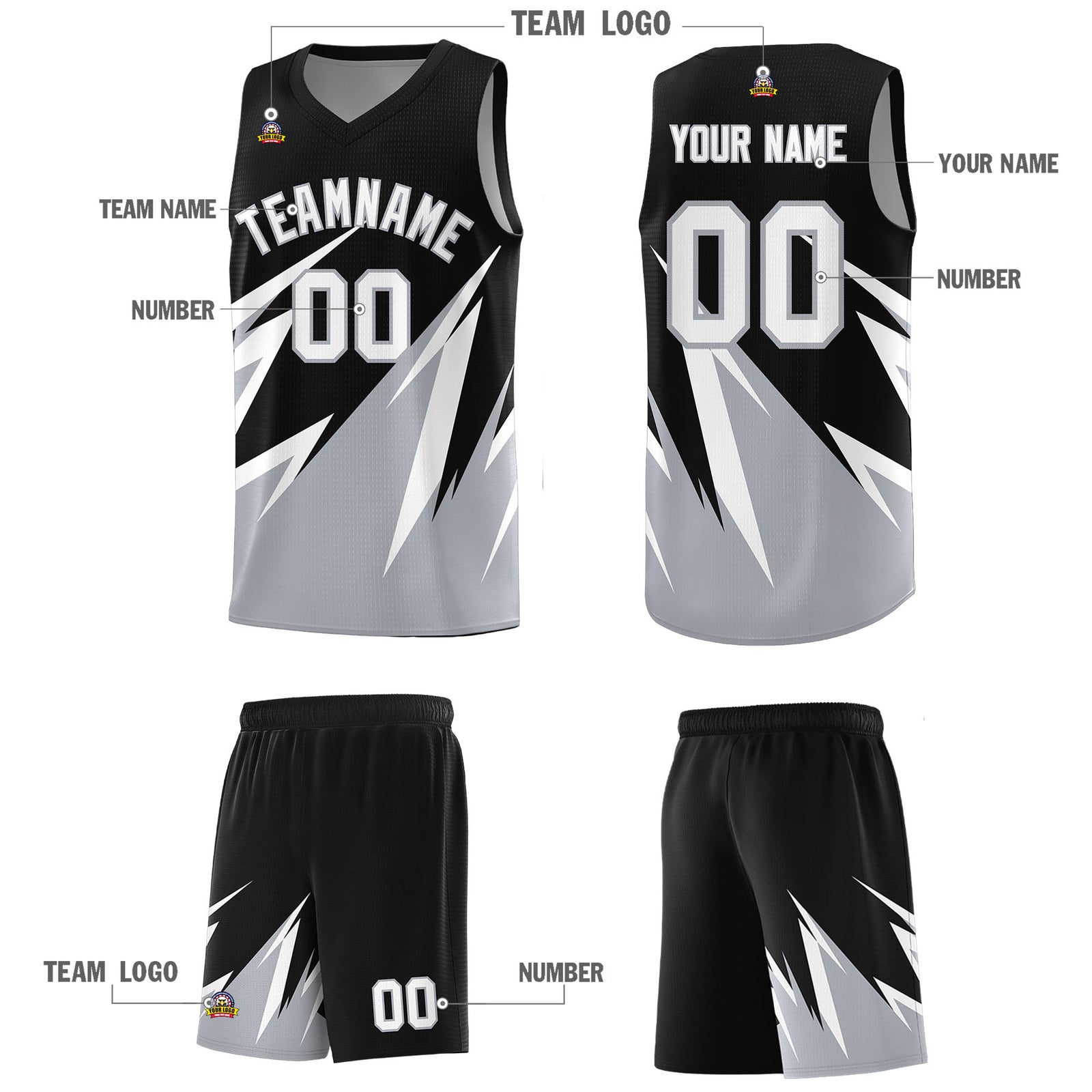 Custom Black Abstract Mountain Pattern Sports Uniform Basketball Jersey