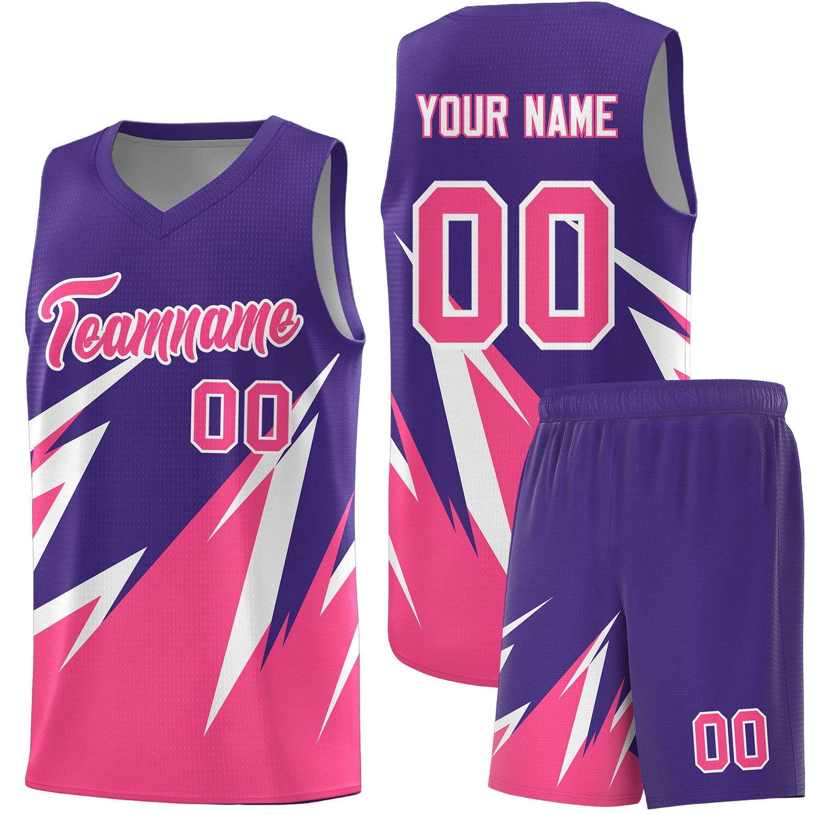 Custom Purple Abstract Mountain Pattern Sports Uniform Basketball Jersey