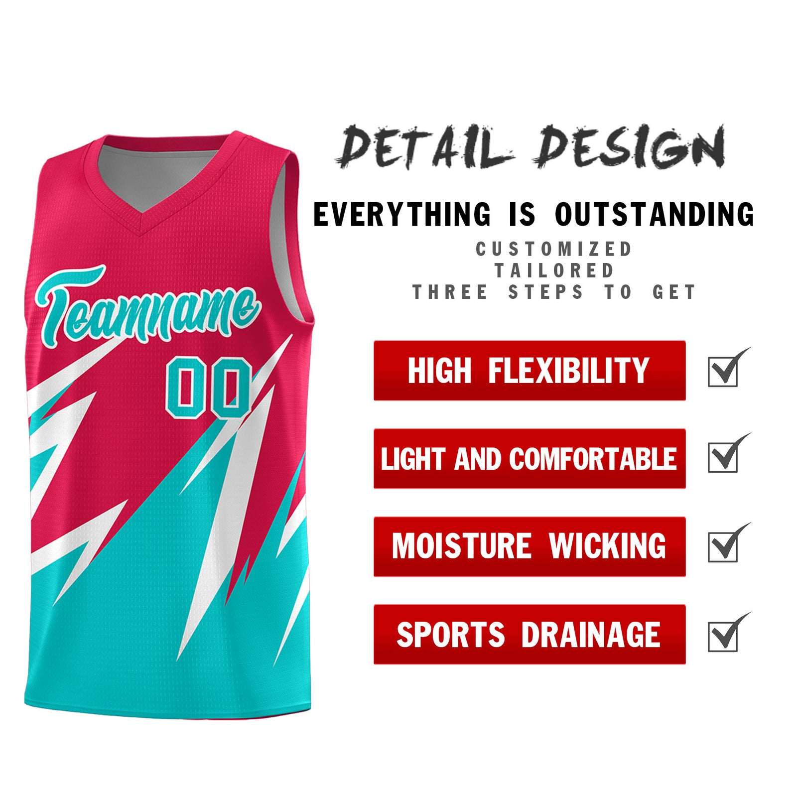 Custom Red Abstract Mountain Pattern Sports Uniform Basketball Jersey