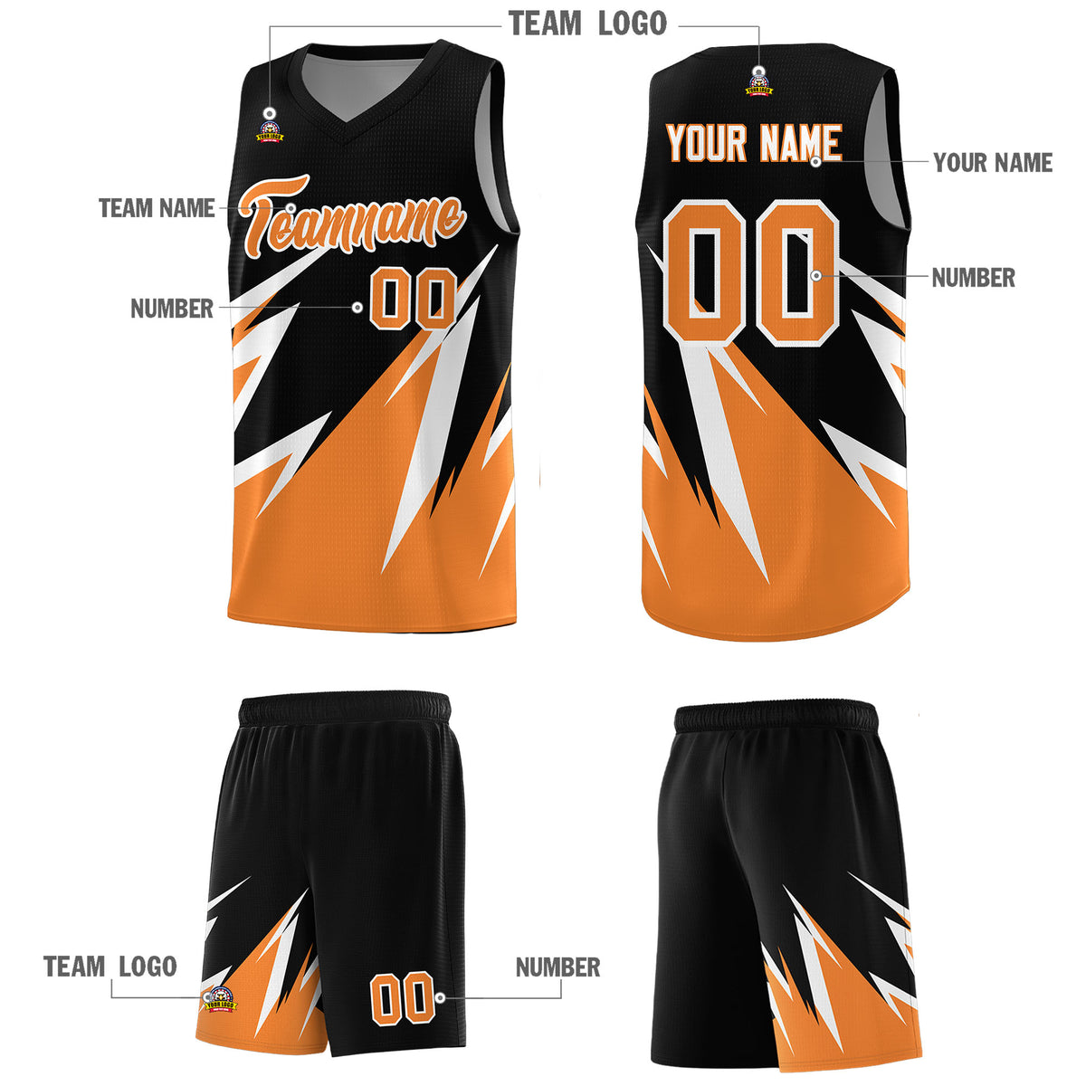 Custom Black Abstract Mountain Pattern Sports Uniform Basketball Jersey