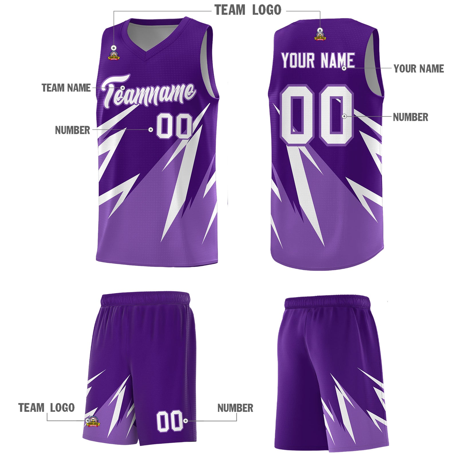 Custom Purple Abstract Mountain Pattern Sports Uniform Basketball Jersey