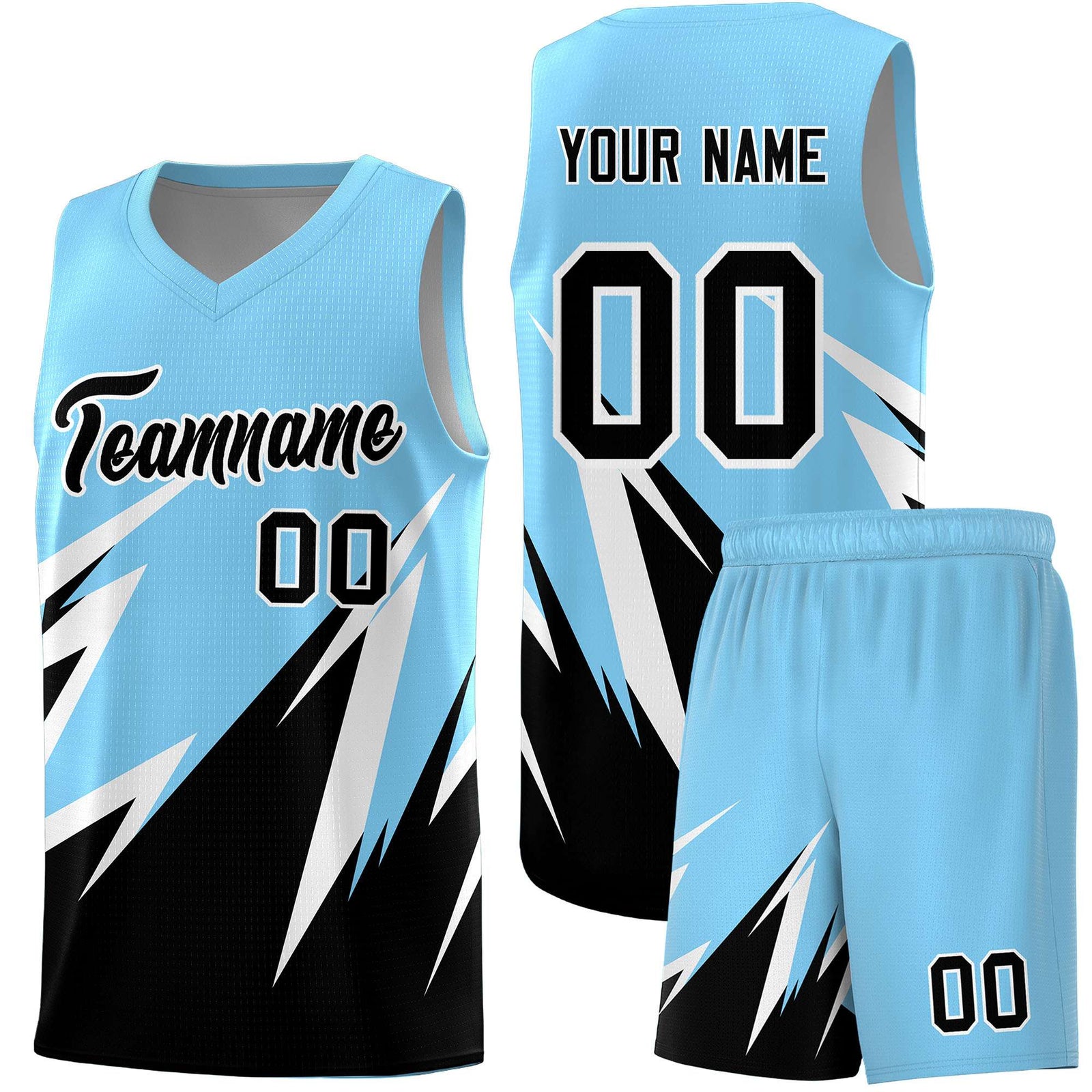 Custom Light Blue Abstract Mountain Pattern Sports Uniform Basketball Jersey