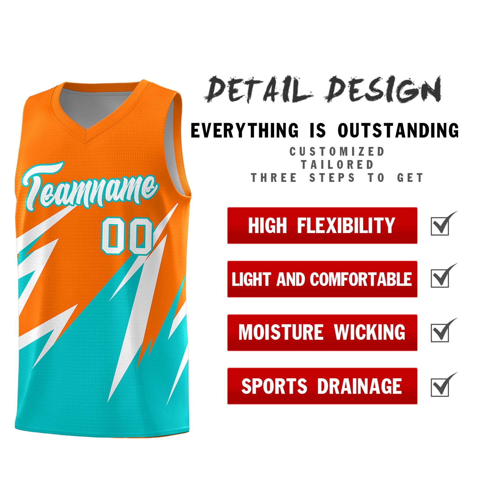Custom Orange Abstract Mountain Pattern Sports Uniform Basketball Jersey