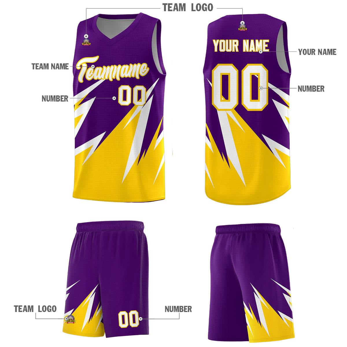 Custom Purple Abstract Mountain Pattern Sports Uniform Basketball Jersey