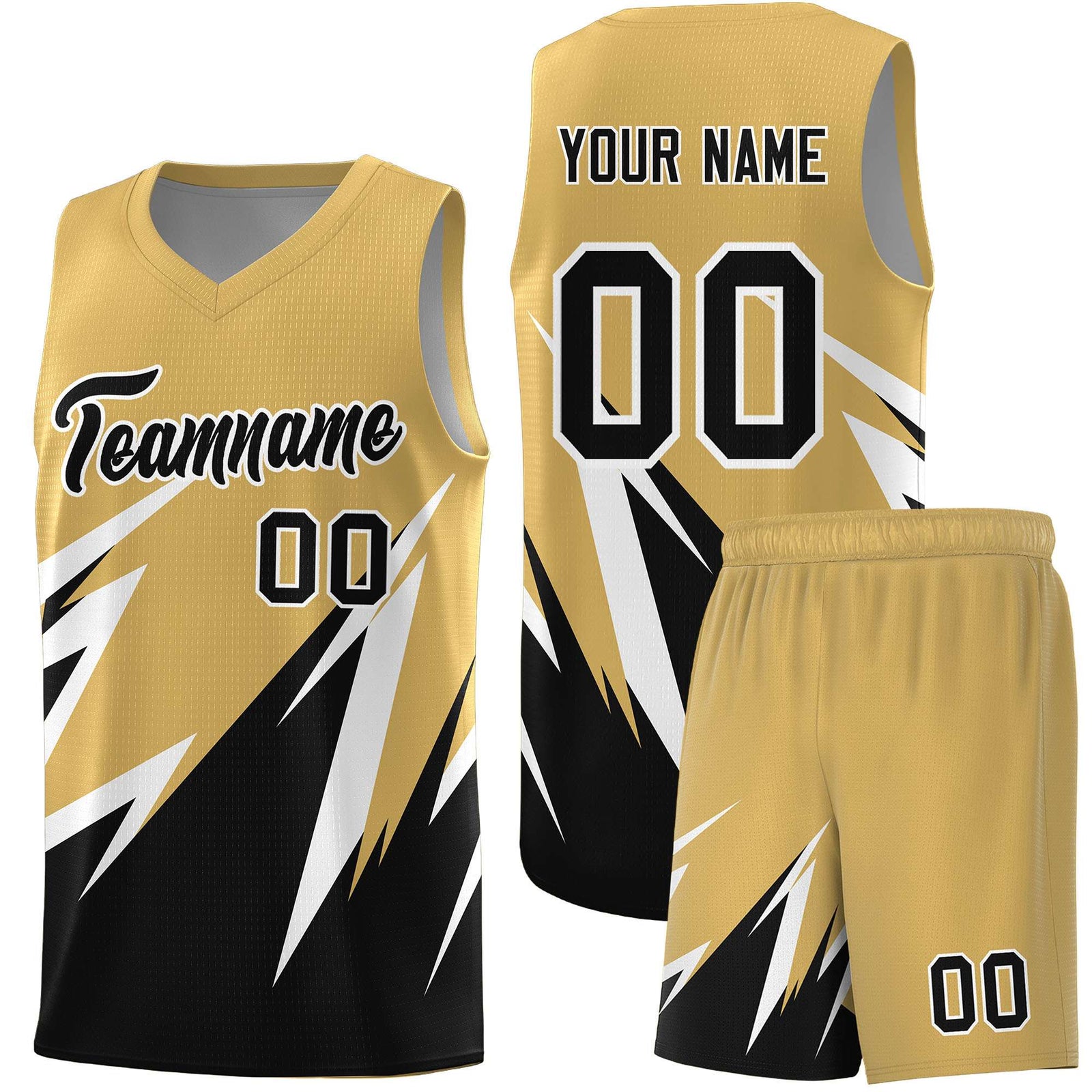 Custom Old Gold Abstract Mountain Pattern Sports Uniform Basketball Jersey