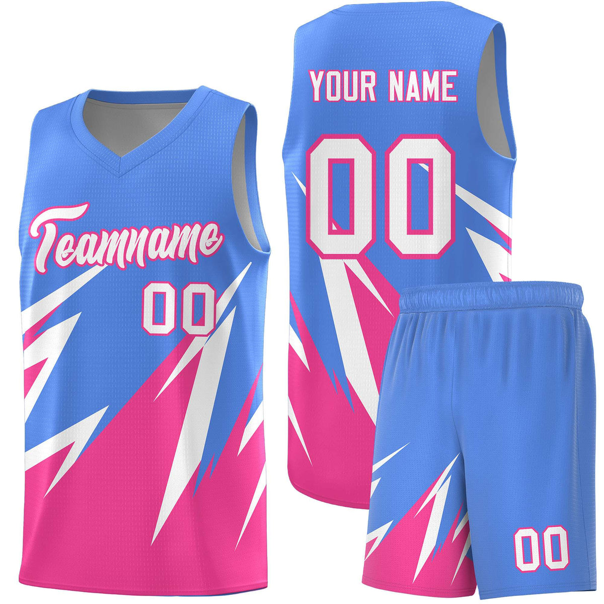 Custom Light Blue Abstract Mountain Pattern Sports Uniform Basketball Jersey