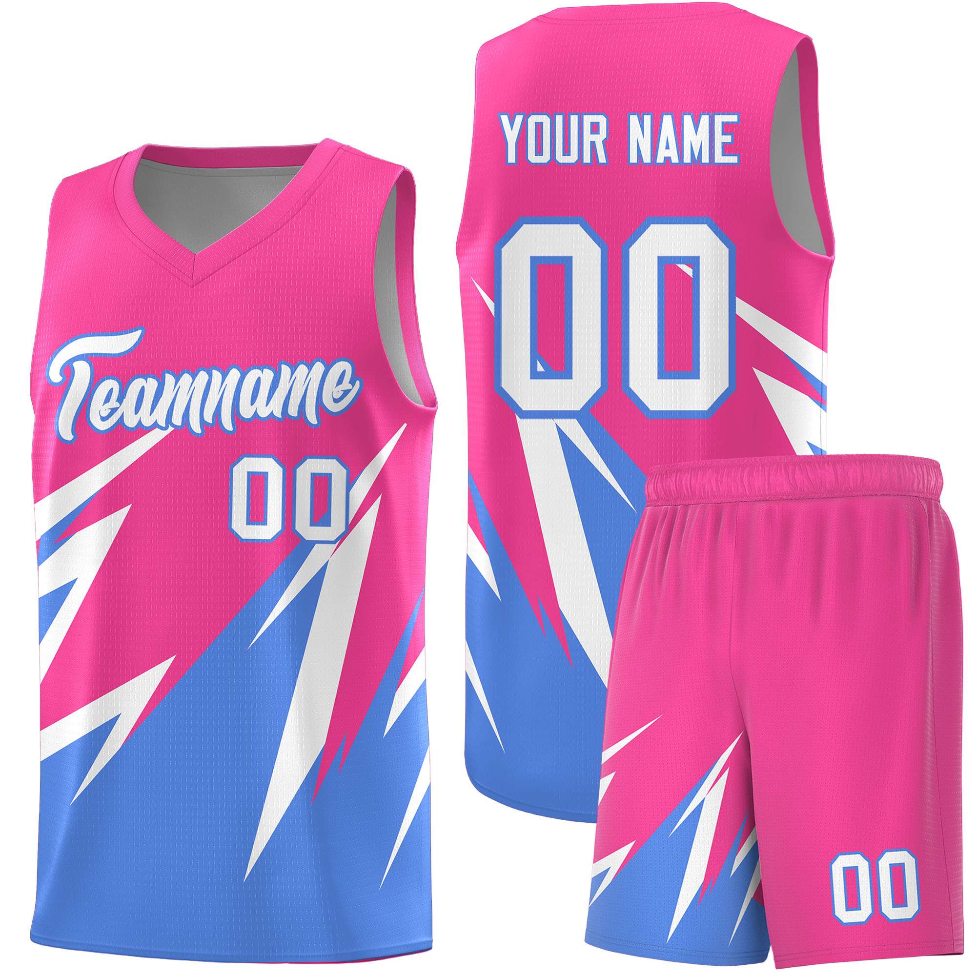 Custom Pink Abstract Mountain Pattern Sports Uniform Basketball Jersey