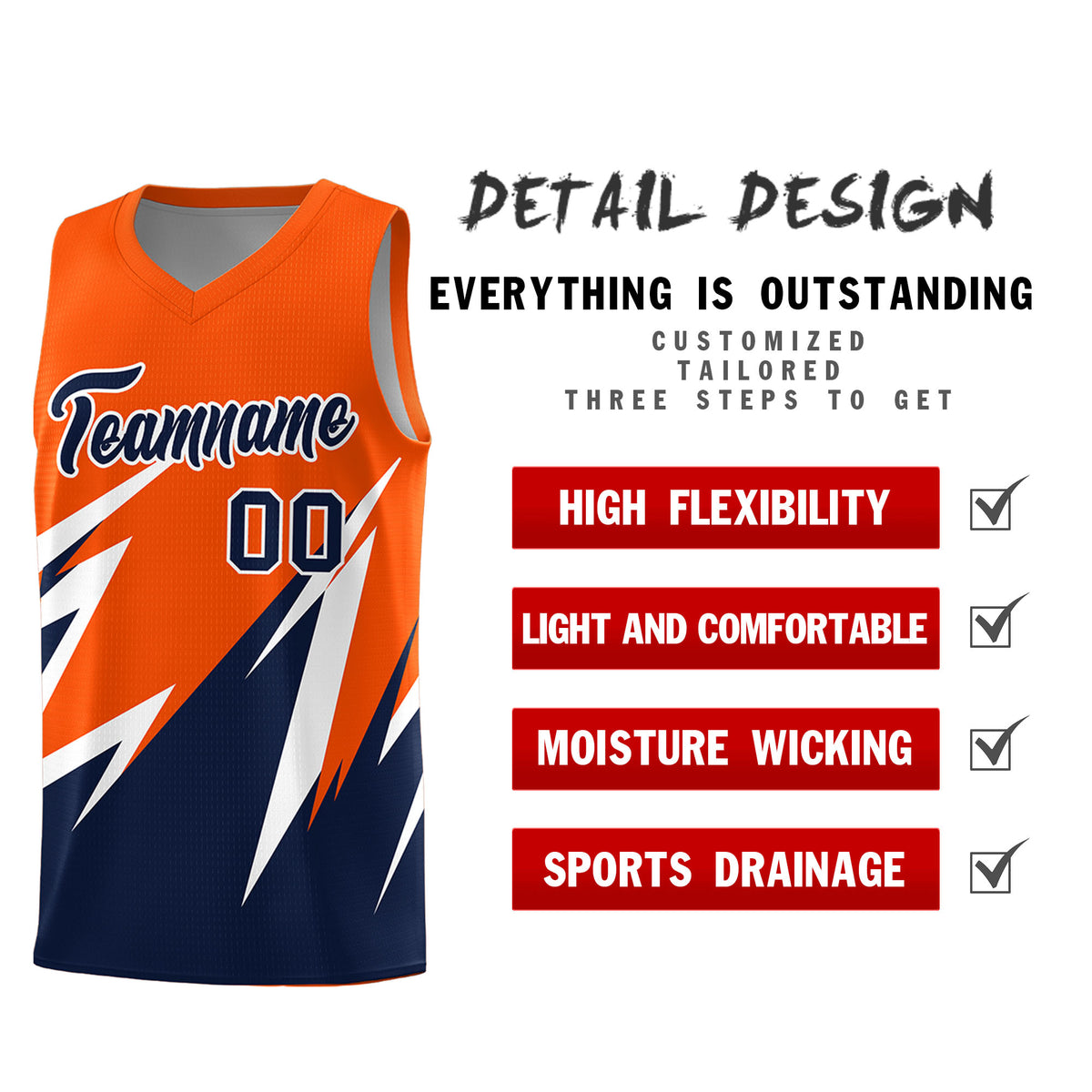 Custom Orange Abstract Mountain Pattern Sports Uniform Basketball Jersey