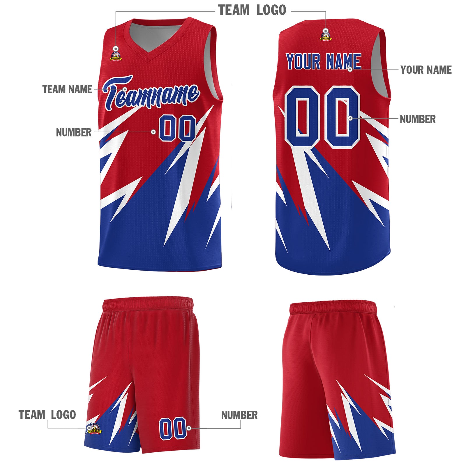 Custom Red Abstract Mountain Pattern Sports Uniform Basketball Jersey