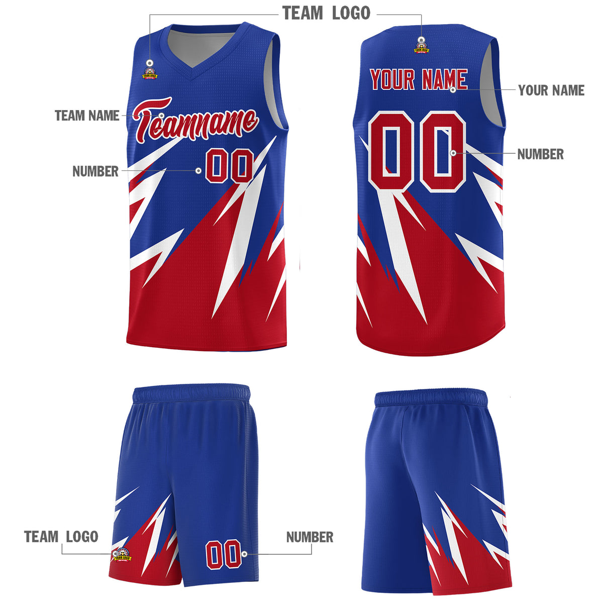 Custom Royal Abstract Mountain Pattern Sports Uniform Basketball Jersey